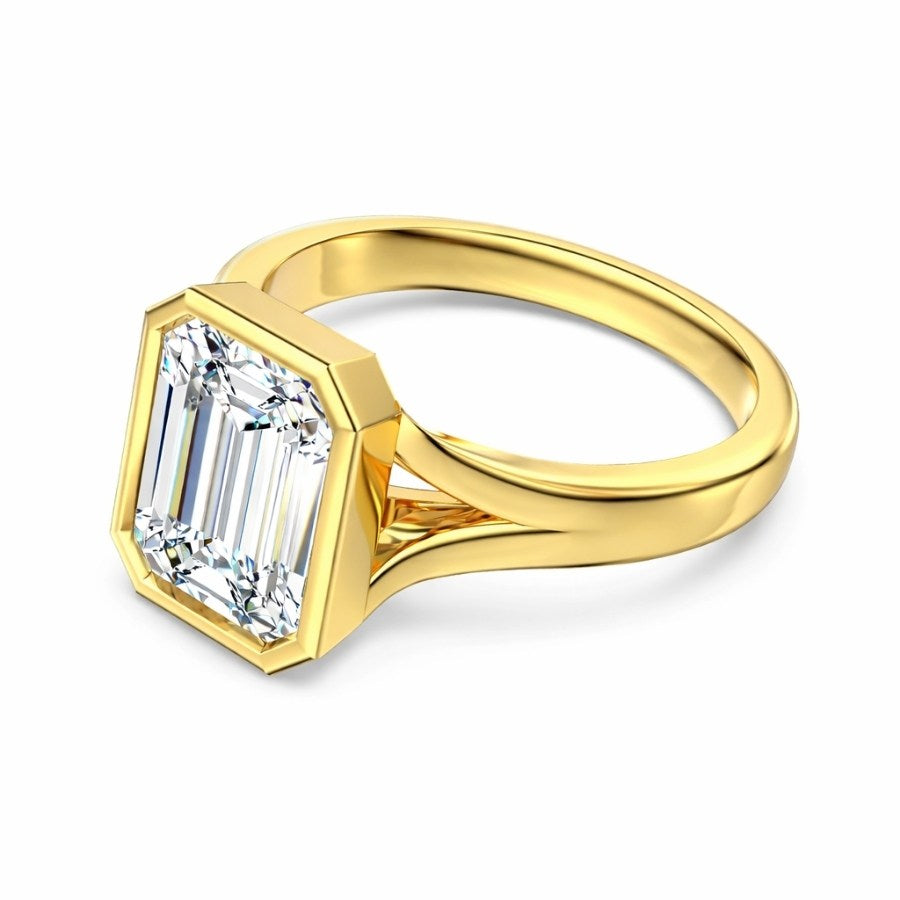 Baely Emerald Cut Bezel Set Ring Gold