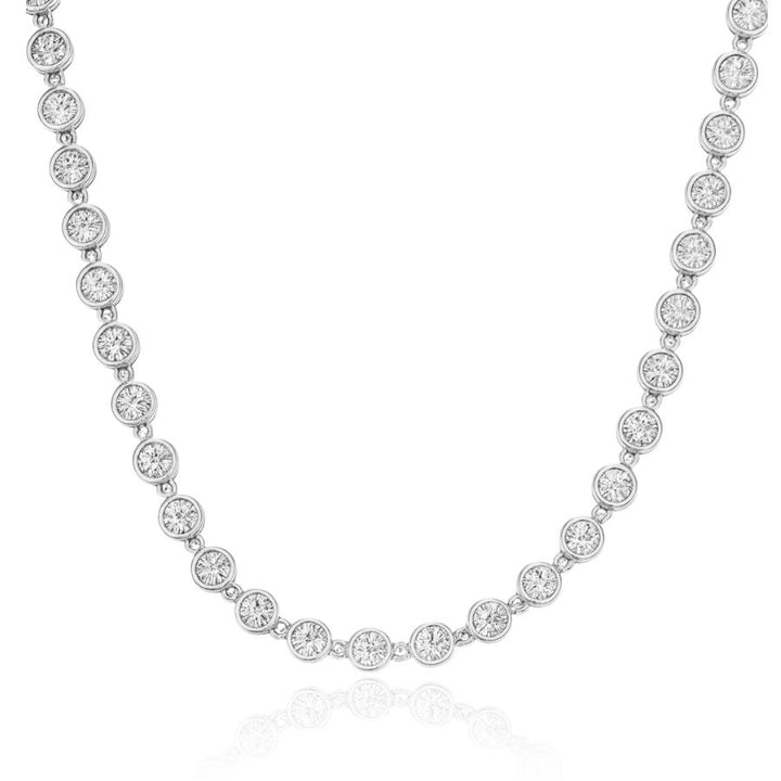 Bezel Tennis Necklace Silver
