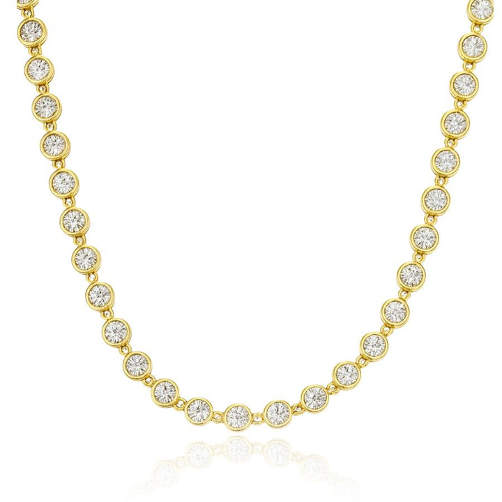 Bezel Tennis Necklace Gold
