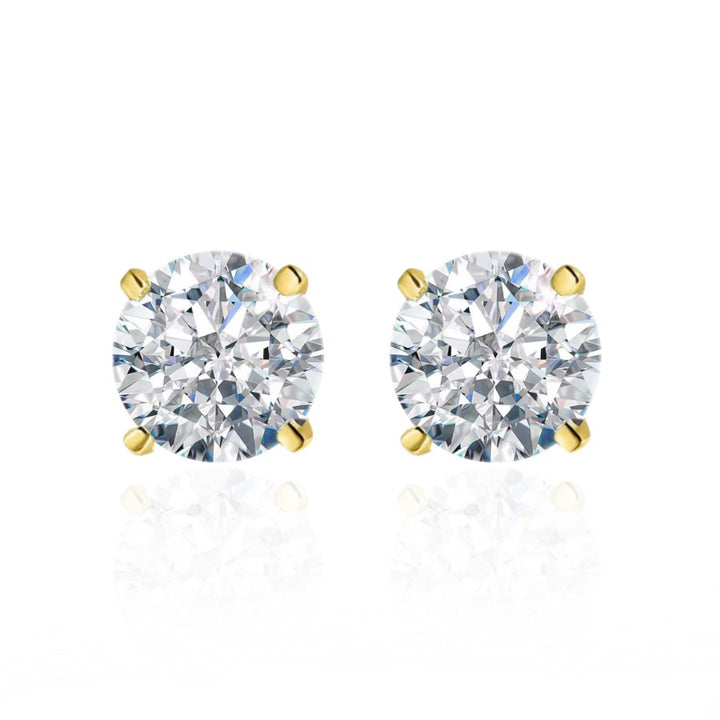 Olea Brilliant Cut Moissanite Stud Earrings Gold