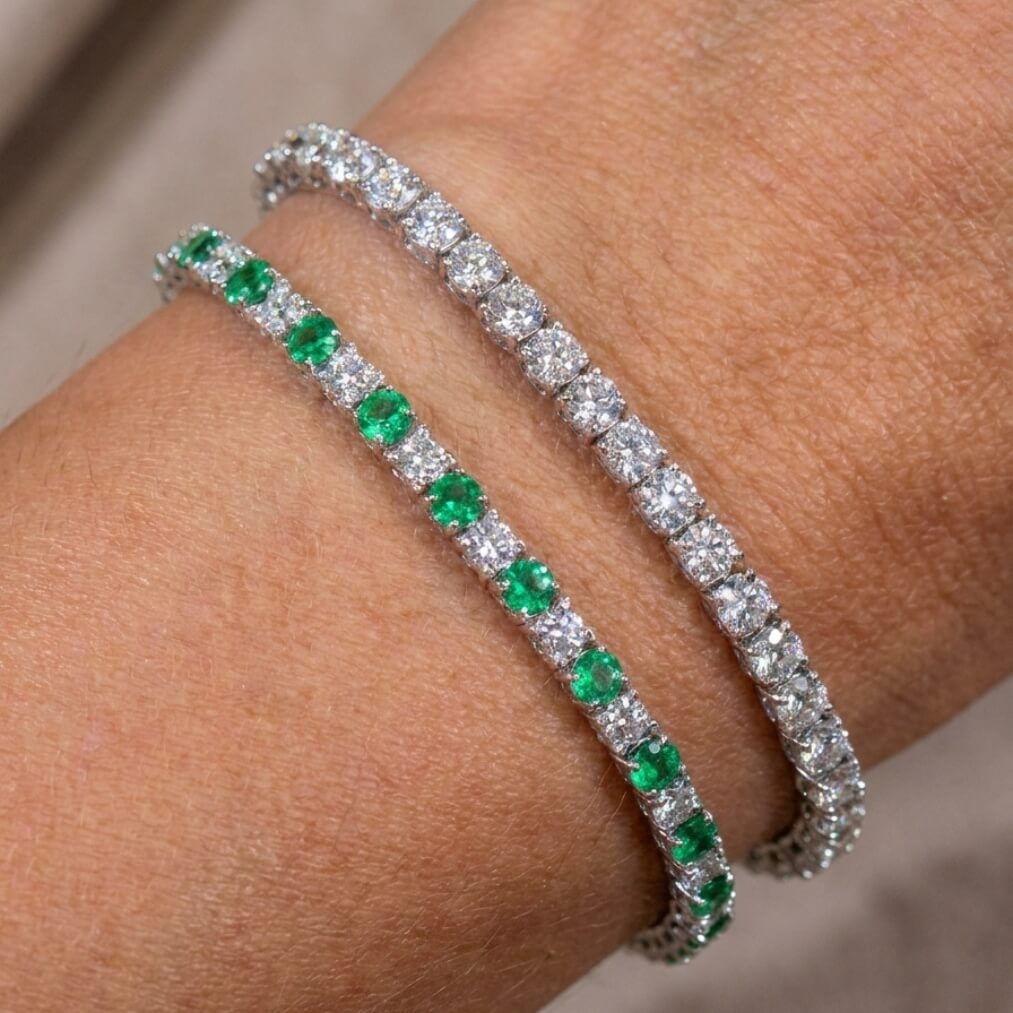 Brilliant Cut Tennis Bracelet 3mm Emerald Green