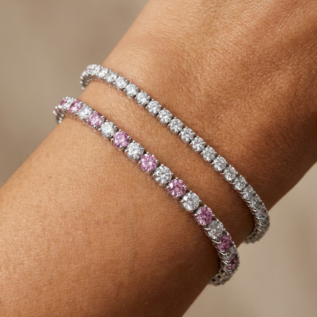 Brilliant Cut Tennis Bracelet 3mm Sapphire Pink