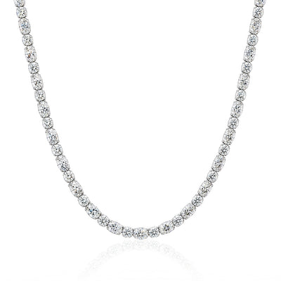 Brilliant x Oval Cut Tennis Necklace Silver