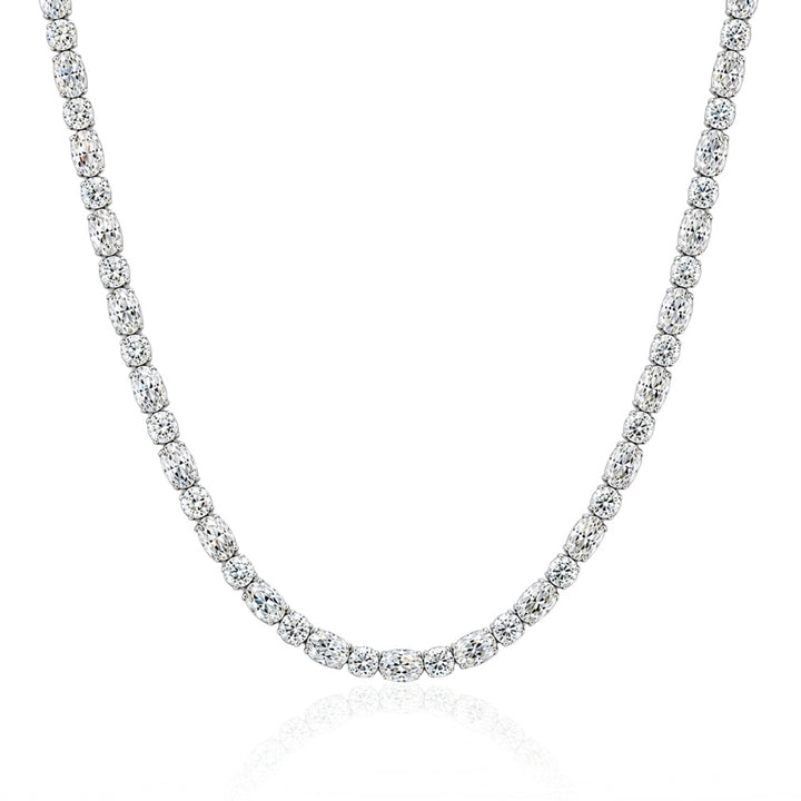 Brilliant x Oval Cut Tennis Necklace Silver