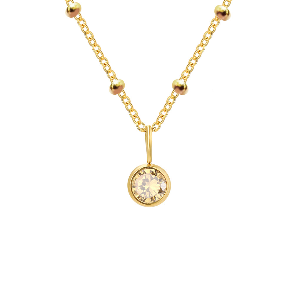 Birthstone Charm Necklace Gold