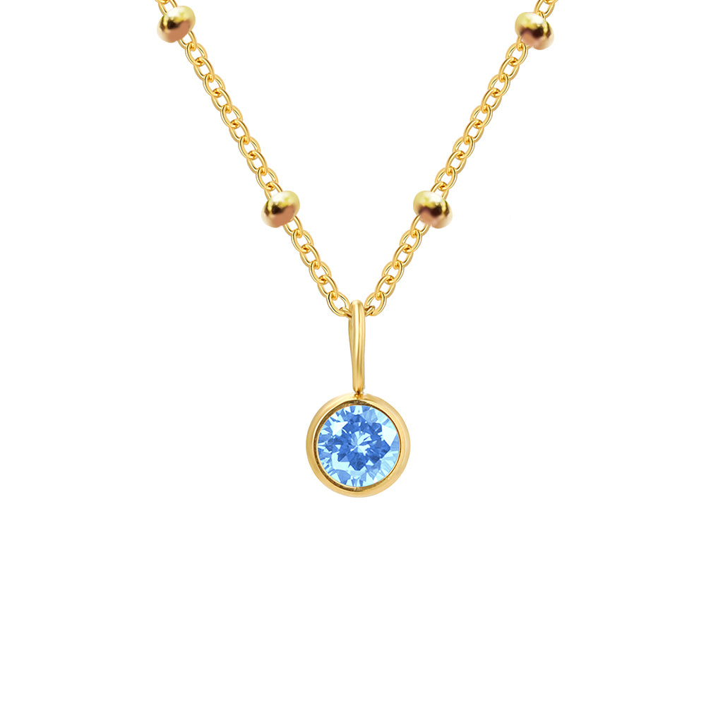 Birthstone Charm Necklace Gold