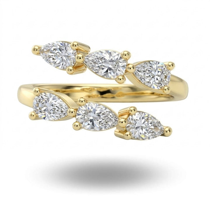 Caeli Pear Cut Moissanite Pinky Ring Gold