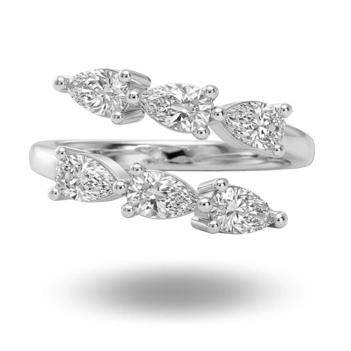 Caeli Pear Cut Moissanite Pinky Ring Silver