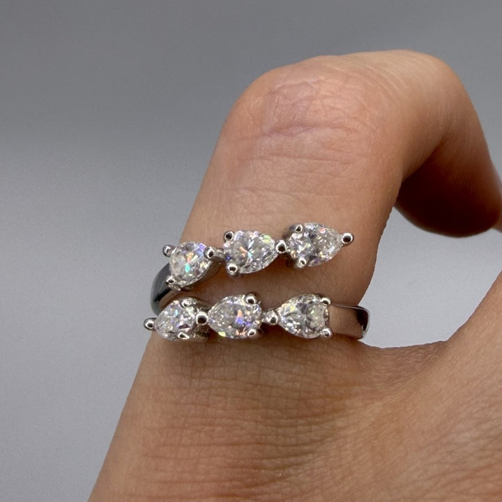 Caeli Pear Cut Moissanite Pinky Ring Silver
