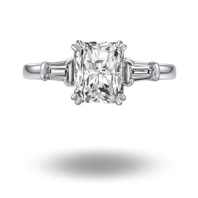 Caelina Radiant Cut Trilogy Ring Silver