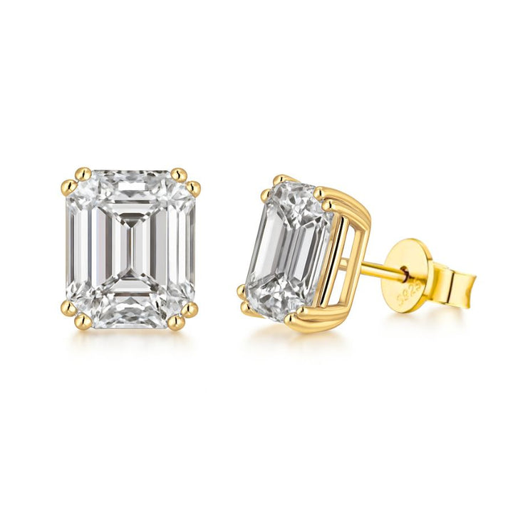 Camilia Emerald Cut Stud Earrings Gold