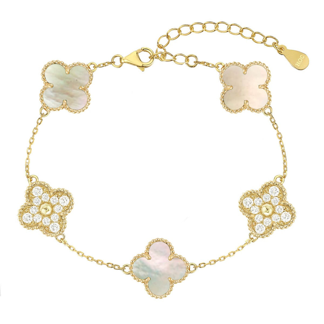 Cristia Clover Bracelet Pearl Gold
