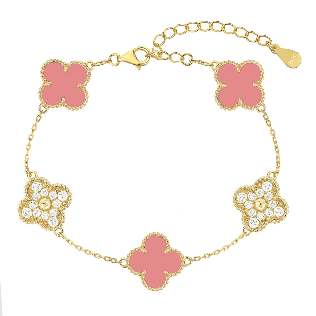 Cristia Clover Bracelet Pink Gold