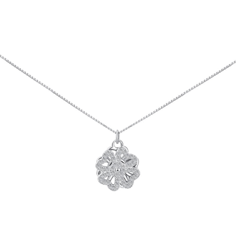 Clover Spinner Necklace Silver