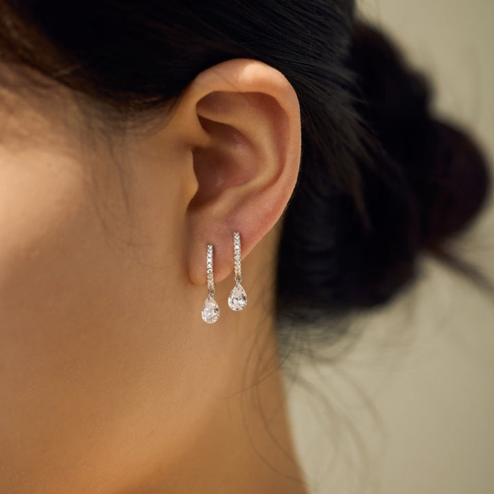 Dearra Pear Cut Huggie Earrings