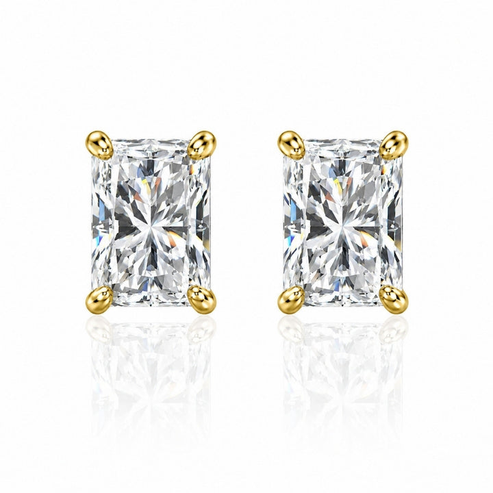 Doina Radiant Cut Moissanite Stud Earrings Gold