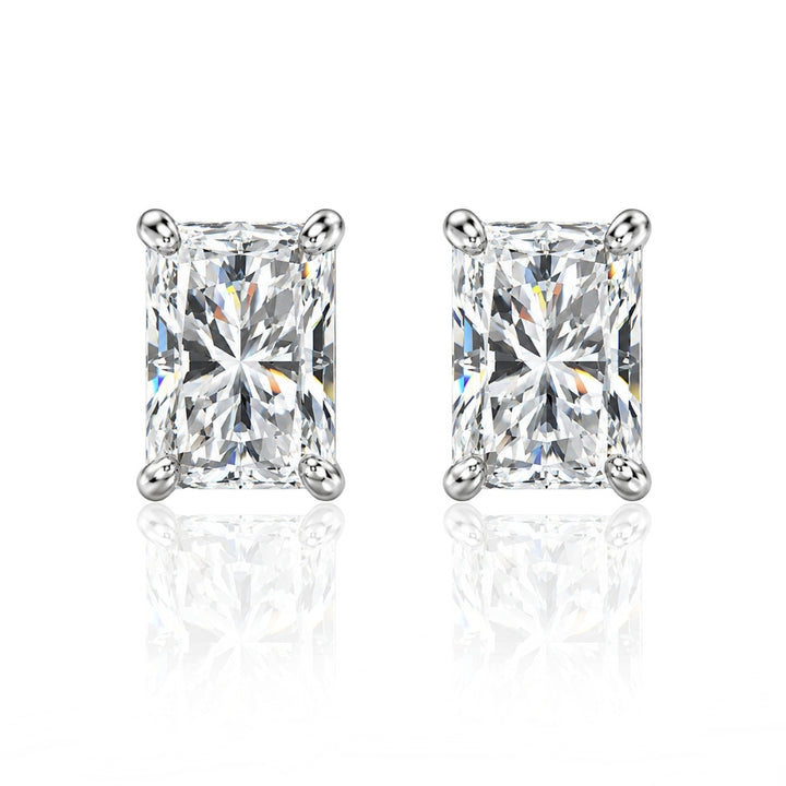 Doina Radiant Cut Moissanite Stud Earrings Silver