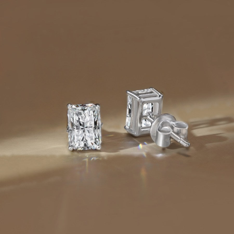Doina Raditant Cut Moissanite Stud Earrings Silver