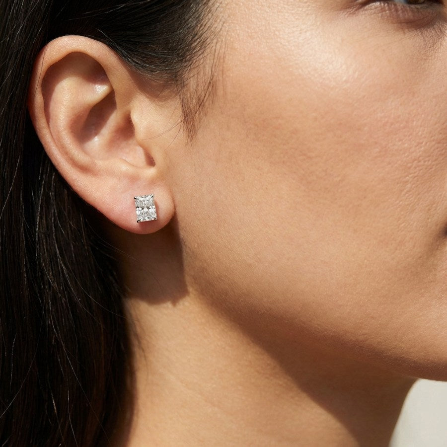 Doina Raditant Cut Moissanite Stud Earrings Silver