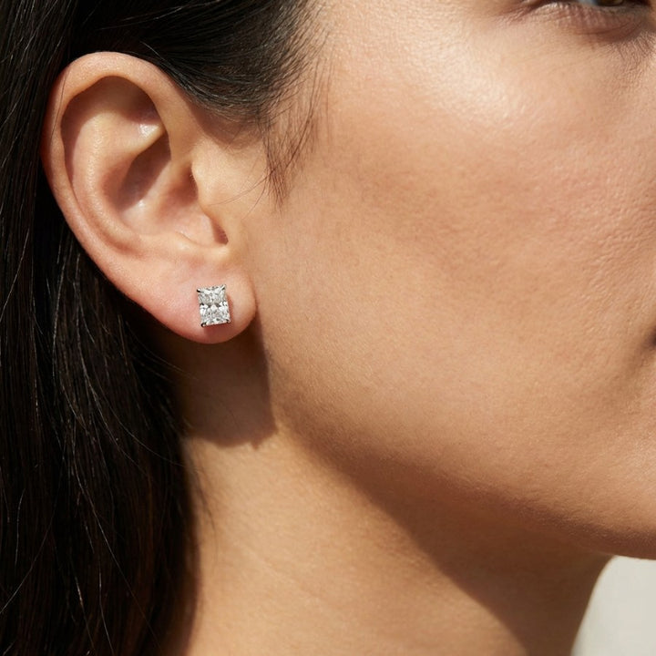 Doina Raditant Cut Moissanite Stud Earrings Silver