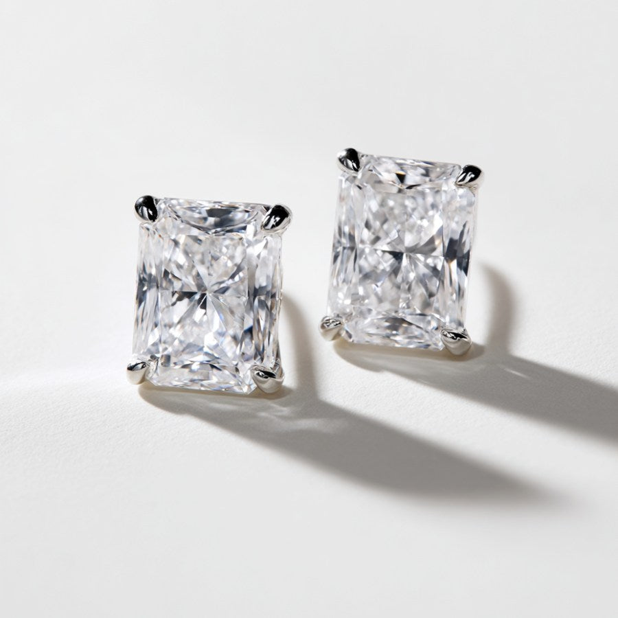 Doina Raditant Cut Moissanite Stud Earrings Silver