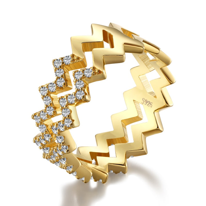 Double Zig Zag Ring Gold