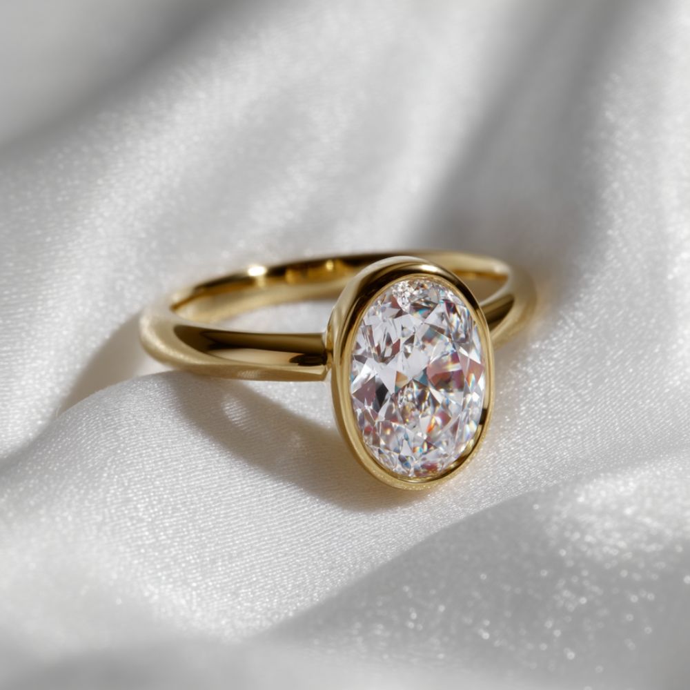 Dreya Oval Cut Bezel Set Ring Gold
