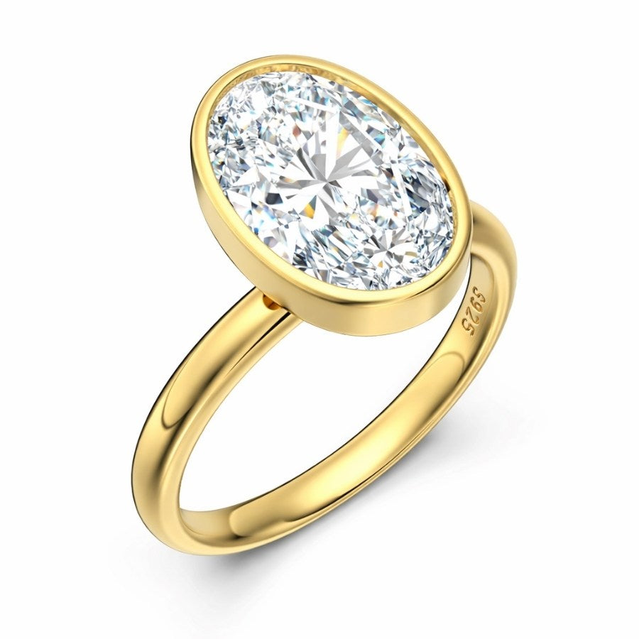 Dreya Oval Cut Bezel Set Ring Gold