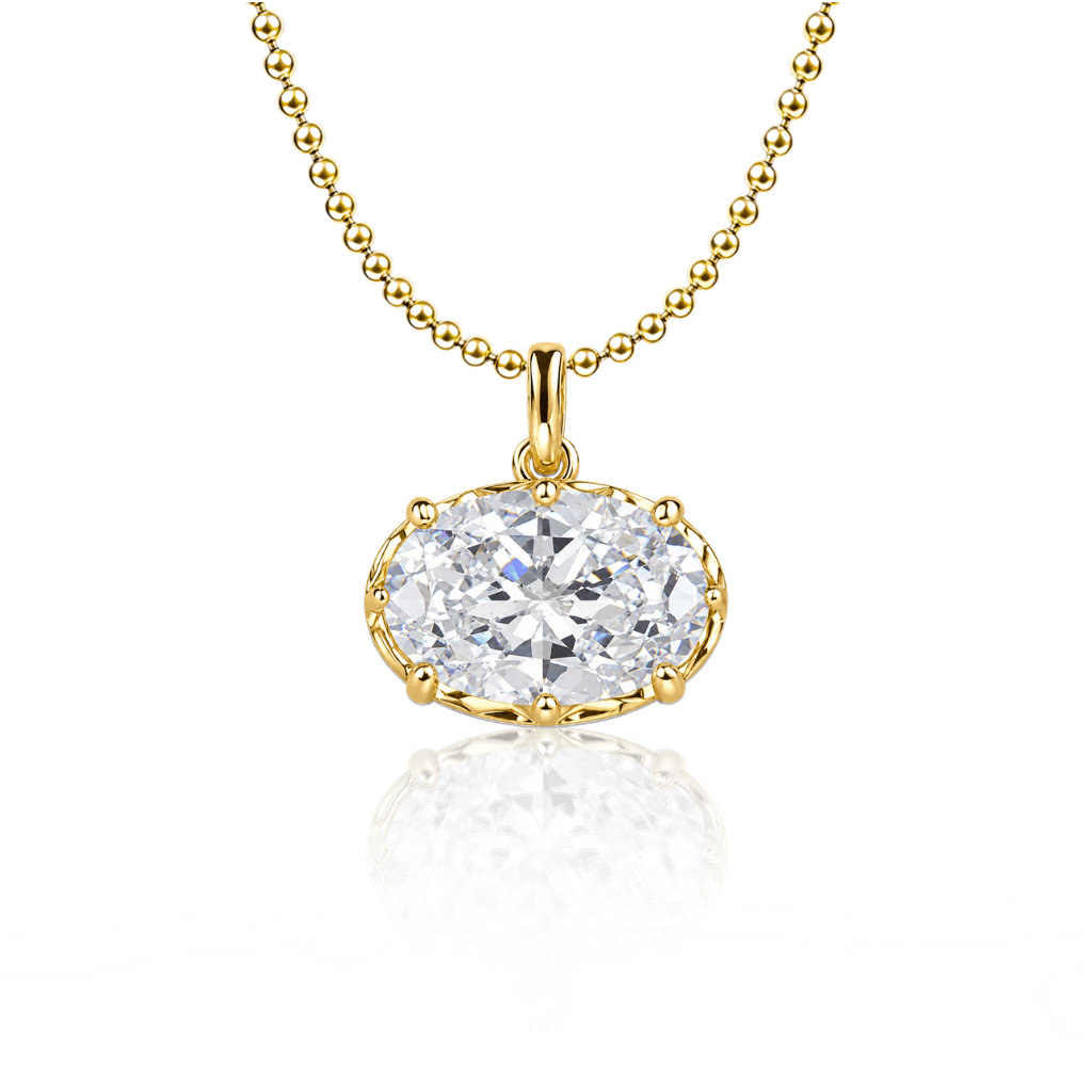 East West Oval Cut Pendant Necklace Gold