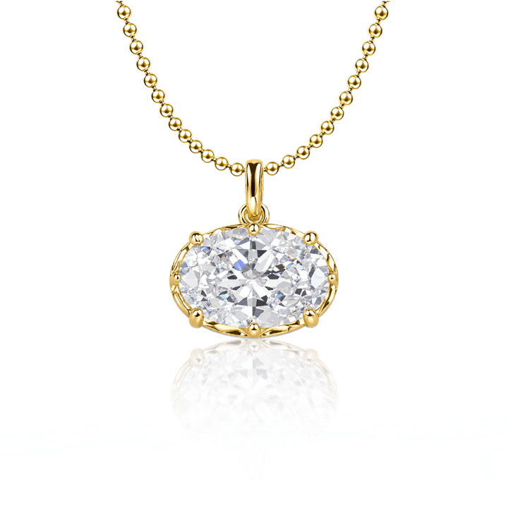 East West Oval Cut Pendant Necklace Gold