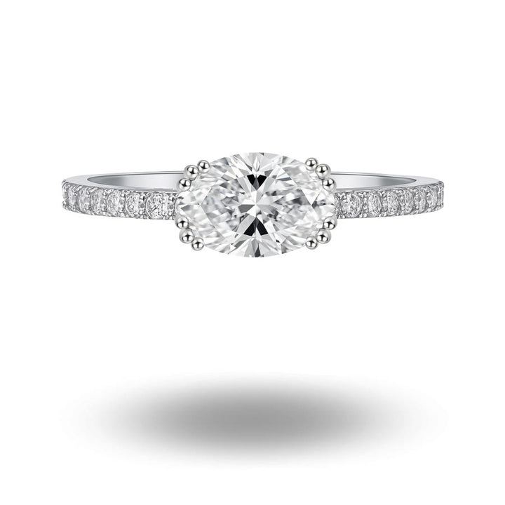 East West Oval Cut Ring Silver