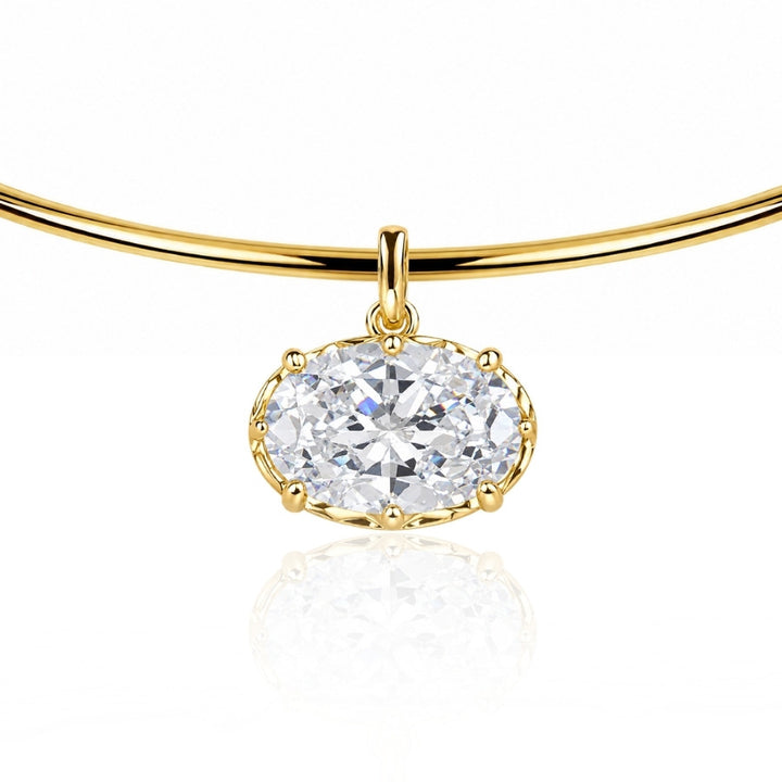 East West Oval Cut Torque Necklace Gold