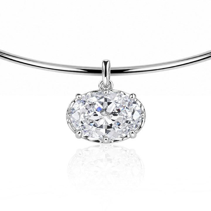 East West Oval Cut Torque Necklace Silver