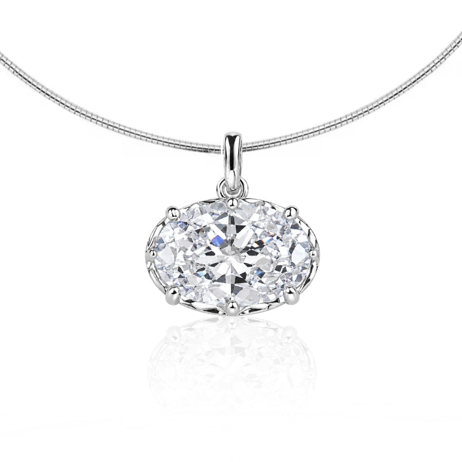 East West Oval Cut Torque Necklace Silver