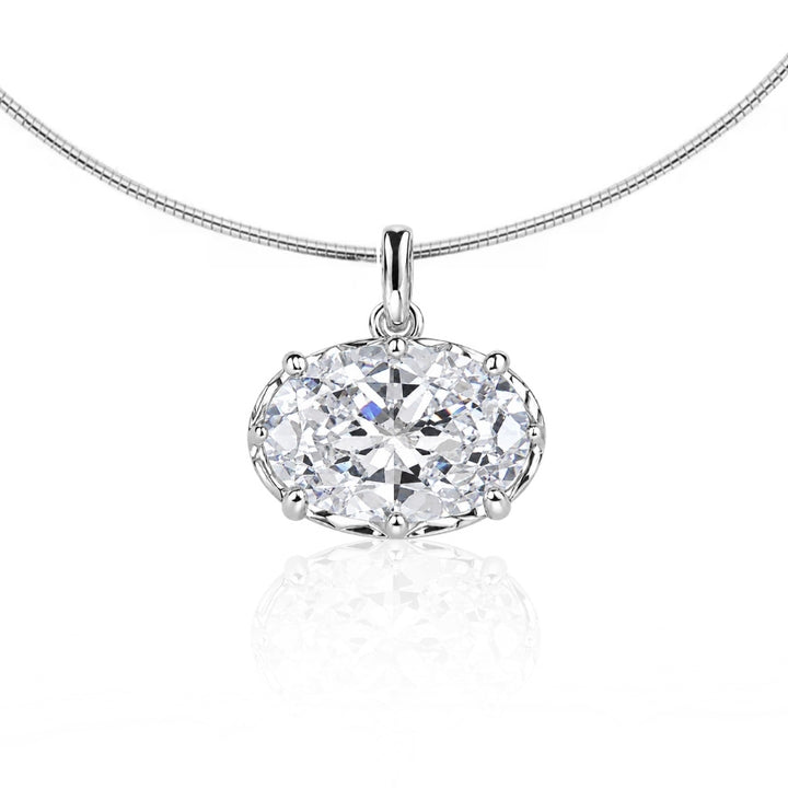 East West Oval Cut Torque Necklace Silver