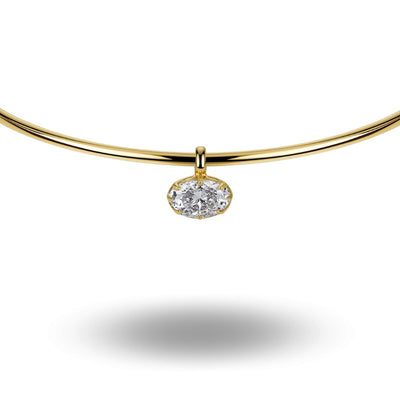 East West Oval Cut Torque Necklace Gold