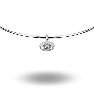 East West Oval Cut Torque Necklace Silver
