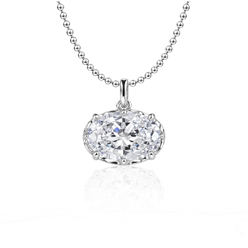 East West Oval Cut Pendant Necklace Silver