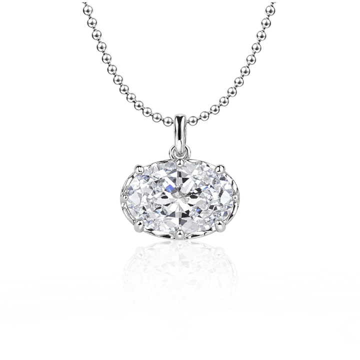 East West Oval Cut Pendant Necklace Silver