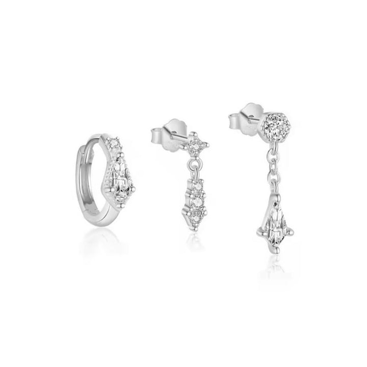Elodie Huggie Earring Set Silver