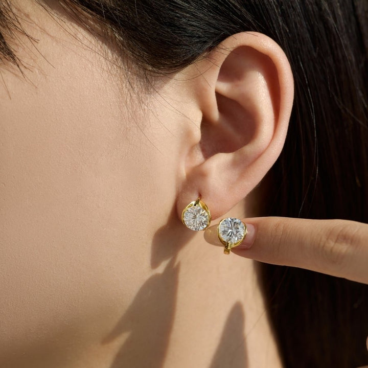 Etta Brilliant Cut Moissanite Earrings Silver
