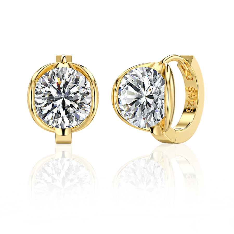 Etta Brilliant Cut Moissanite Earrings Gold