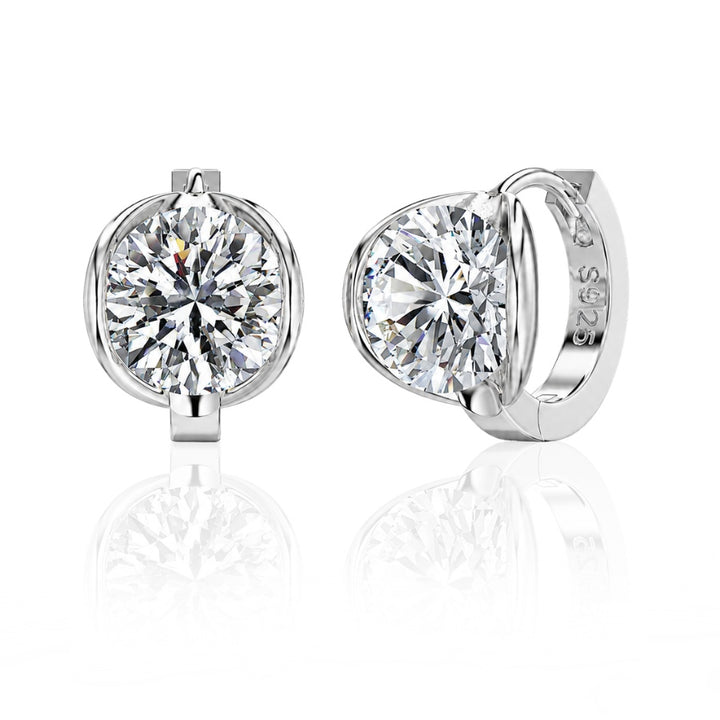 Etta Brilliant Cut Moissanite Earrings Silver