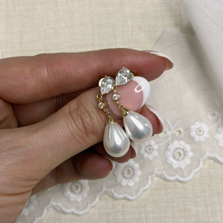 Florence Pearl Drop Earrings Gold