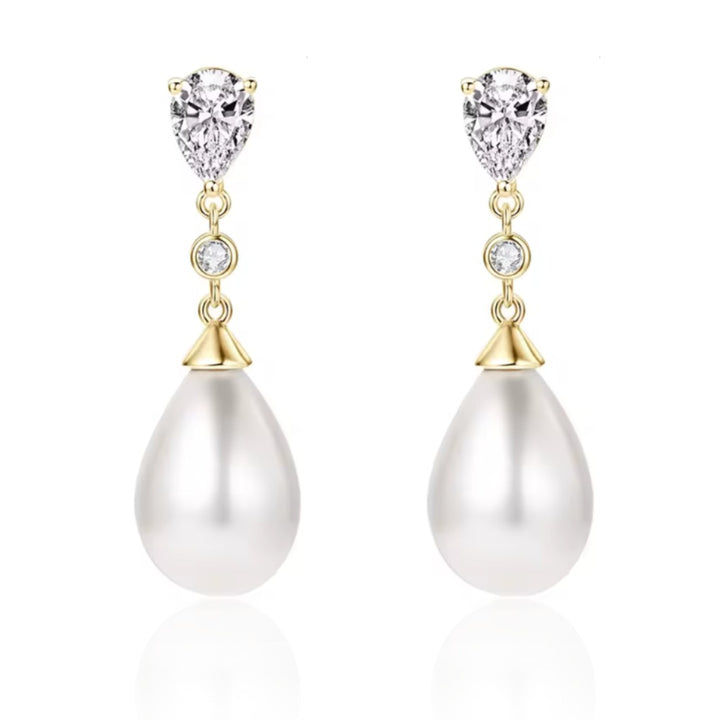 Florence Pearl Drop Earrings Gold