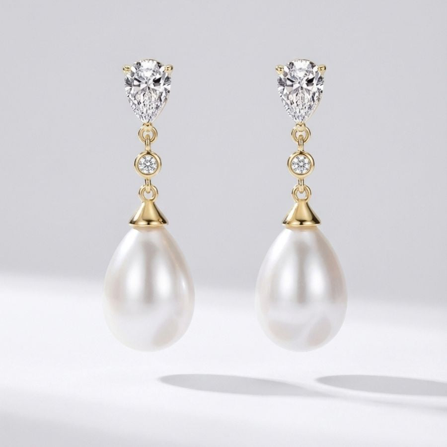 Florence Pearl Drop Earrings Gold