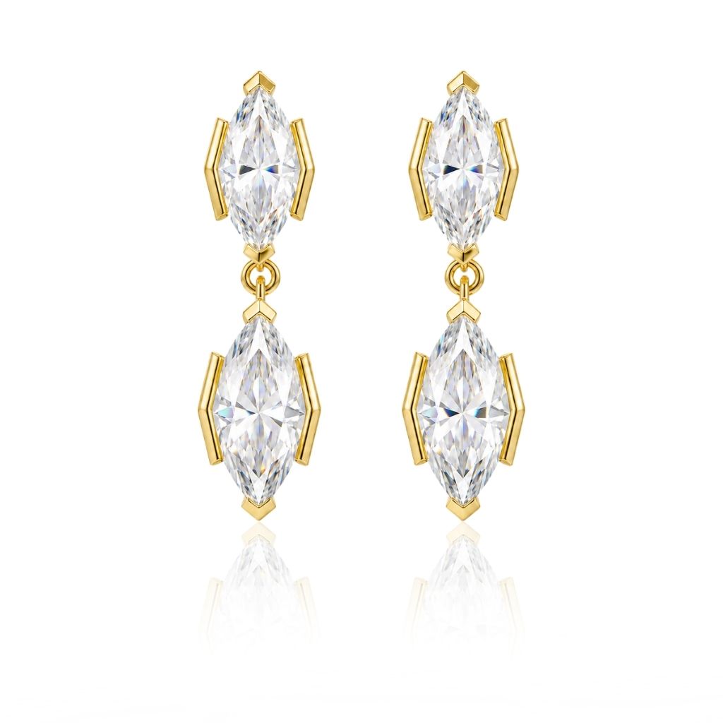 Harper Marquise Cut Moissanite Earrings Gold
