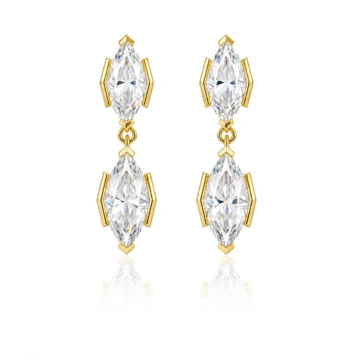 Harper Marquise Cut Moissanite Earrings Gold