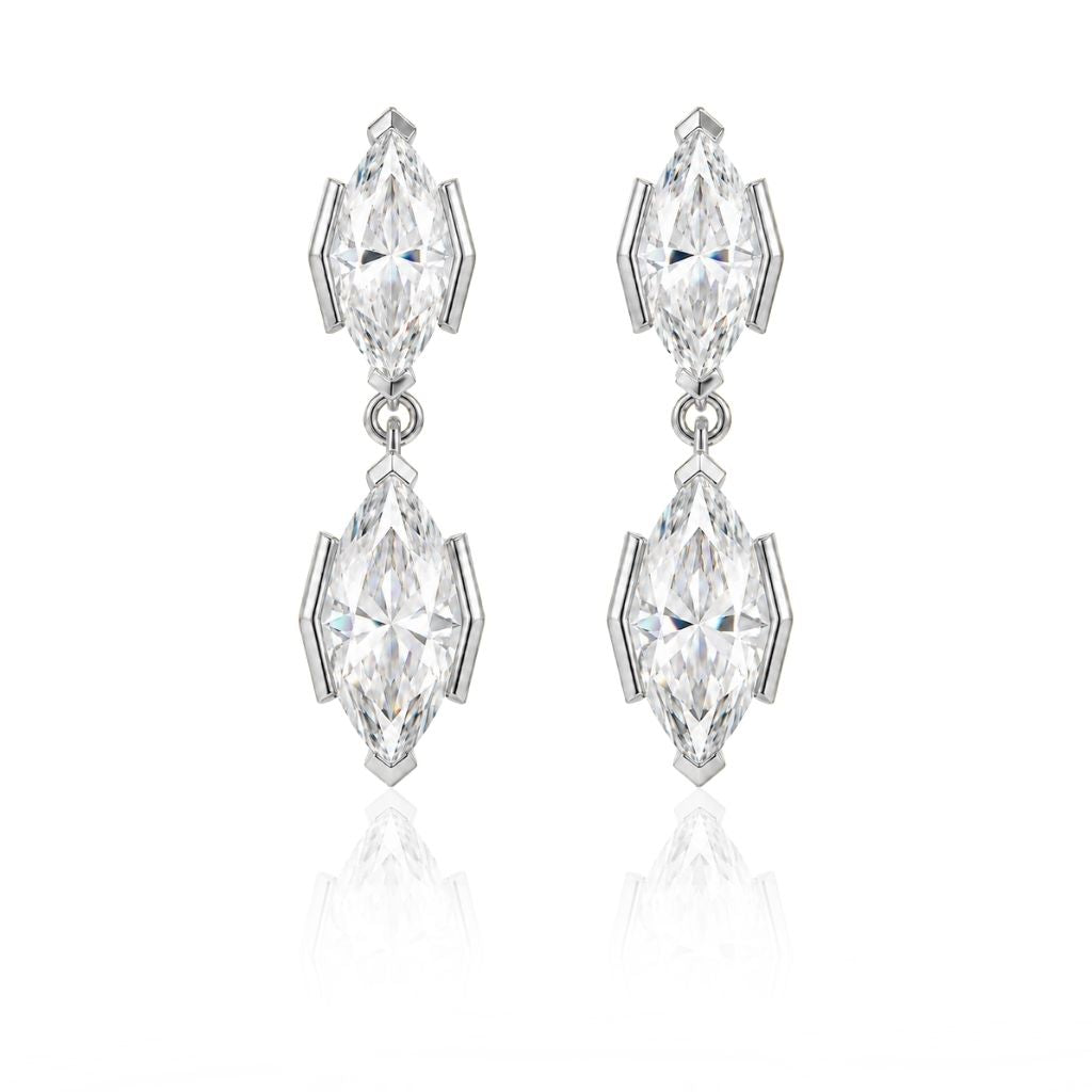Harper Marquise Cut Moissanite Earrings Silver