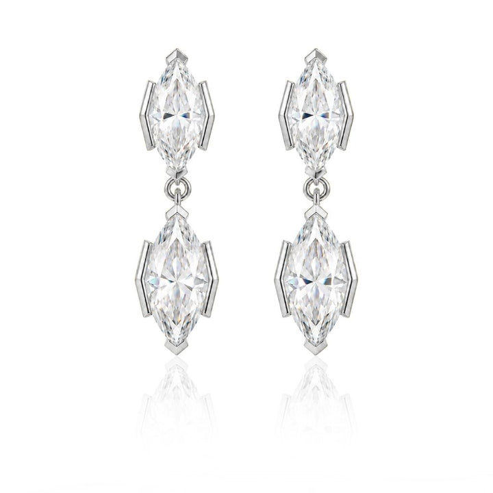 Harper Marquise Cut Moissanite Earrings Silver